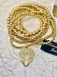 Golden Angel Wing Bracelet Stack | Set of 7 | Crystal Accent Charm