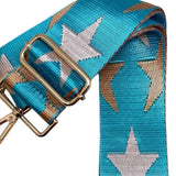 Turquoise Tan White Lone Star Adjustable Crossbody Bag Purse Strap Antique Brass