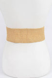 Khaki Oversized Bamboo Buckle Wide Elastic Belt