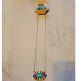 Oval Multicolor Stone Flower Necklace Earring Set