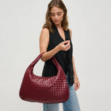 Victoria Woven Vegan Leather Hobo Bag | Natural