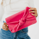 Billie Bow Convertible Clutch Crossbody Bag Fuchsia Hot Pink