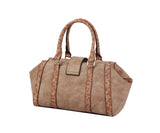 Duffle Satchel Bag Leopard Stone with Wallet Crossbody Strap