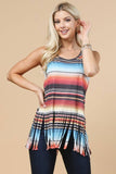Sasha Serape Print Sleeveless Fringe Knit Top | Multi