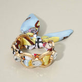 Metal Interlocking Ring Fabric Bandana Scarf Bracelet | Adjustable | Gold Multi