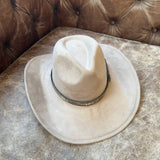Handmade Brown Leather Western Hat Band with Stitch Detail