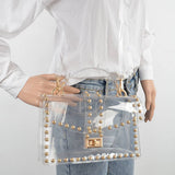 Studded Clear Crossbody Bag – Gold Metal Hardware