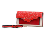 Brangio Italy Vegan Leather Rose Quilted Clutch with Shoulder Strap Gold