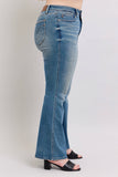 Mid Rise Tummy Control Vintage Wash Flare Jeans - Women's Premium Denim