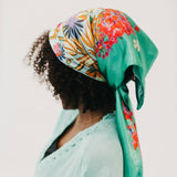 Floral Boho Hair or Accessory Satin Scarf