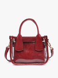 Stacey Clear Stadium Satchel with Inner Pouch Bag Dark Red