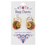 Pink Purple Gold Stacking Hoop Charm Earrings