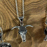 Sterling Silver Bull Skull Western Layering Necklace