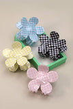 Jumbo Checker Flower Hair Claw Clip Light Pink