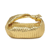 Dollie Gold Woven Vegan Leather Hobo Bag