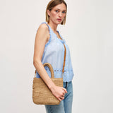 Chiara Woven Crossbody Bag | Tan with Vegan Leather Strap & Gold Hardware