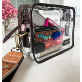 Darla Clear Wristlet Tooled Strap Western Purse Tan Festival Concerts Stadiums