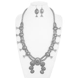 Western Squash Blossom Concho Necklace & Earring Set | Gold | 30" Chain