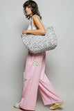 Hand Block-Printed Quilted Floral Tote Bag – Ivory & Grey