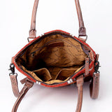 American Darling Saddle Blanket Tote - Handwoven Wool Leather Western Bag Red