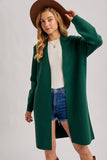 Open Front Knit Layering Sweater Cardigan Hunter Green