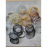 Black with Silver Glitter Thin Metal Bangles Metallics Stack of 6