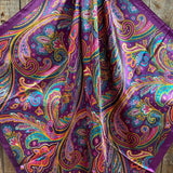 Purple Fun Floral Paisley Printed Western Southwestern Wild Rag Scarf Accent