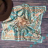 Paisley Wild West Print Silky Wild Rag | Khaki/Jade