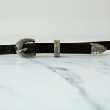 Tooled Vegan Leather Western Hat Band with Silver-Tone Buckle