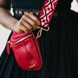 Ellie Boho Tapestry Strap Crossbody Bag Red