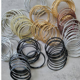 Silver with Gold Glitter Thin Metal Bangles Metallics Stack of 6