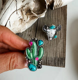 Western Pendant Adjustable Ring Cactus