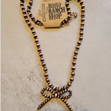 Navajo Style Pearl Bow Coquette Necklace Copper