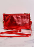 Liz 3 Compartment Crossbody Bag Metallic Red