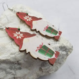 Handmade Wood Gnome Christmas Earrings