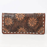 Hand-Tooled Genuine Leather Western Floral Clutch Purse