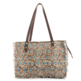 San Ysidro Falls Tote Bag – Floral Canvas & Leather | Myra Bag