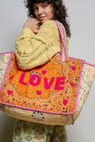 LOVE Bandana Quilted Tote Bag | Orange Multi