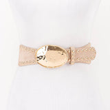 Studded Faux Suede Elastic Belt – Khaki