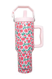 Whimsical Roses 38 oz Stainless Steel Tumbler in Light Pink