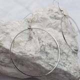 Clear Quartz Crystal Circle Hoop Dangle Earrings