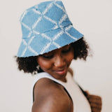 Diamond Print Bucket Hat – Blue