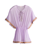 Dede Lightweight Tassel Fringe Swimsuit Cover Up Lilac Purple
