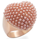 Rose Gold Pearl Ring | Brass Band with Synthetic Rose Pearl