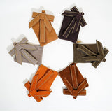 Suede Wristlet Set - 3-Piece with Bow & Loop Charms Studded Olive