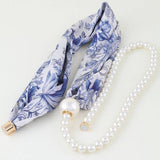 Pearl Scarf Beaded Statement Necklace – Blue