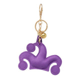 Bling Purple Green Yellow Mardi Gras Jester Hat Tassel Keychain Bag Charm