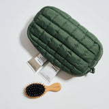 Cloud Nine Quilted Puffer Nylon Cosmetic Pouch in Olive