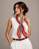 Brown Chain Print Square Scarf, 35.4 x 35.4 in