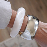 Golden Horizon Two-Tone Sculptural Cuff Bracelet | Gold & Silver Hinge Cuff